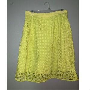 Eyelet lace chartreuse skirt